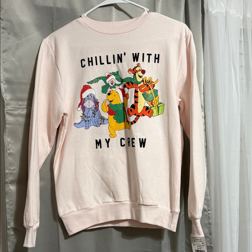 Disney Women's Light Pink Crew Neck Sweater with Characters
